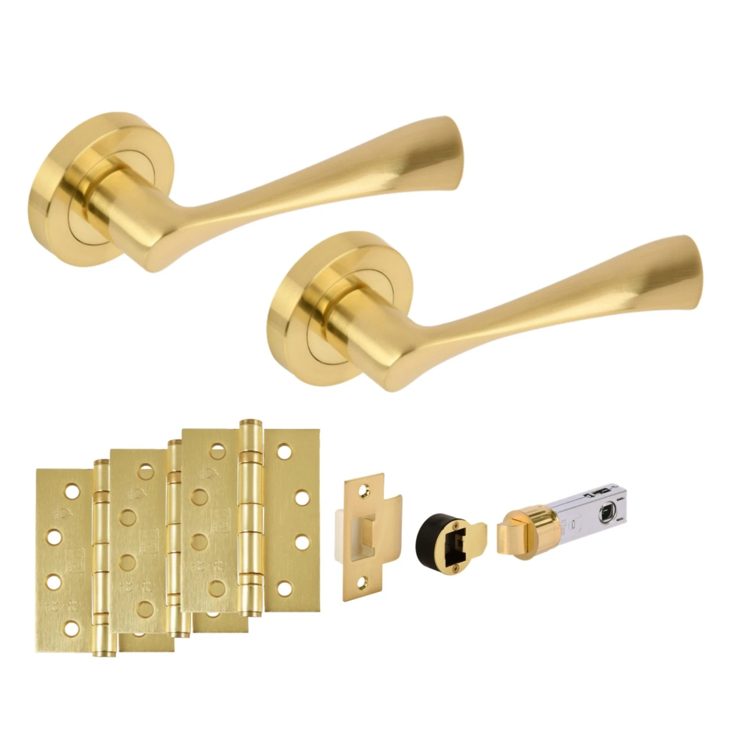 Oasis Round Rose Lever Fire Rated Handle Set - Satin Brass (341525) 1 Oasis Round Rose Lever Fire Rated Handle Set - Satin Brass (341525)
