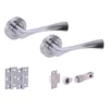 Oasis Round Rose Lever Door Handle Set - Satin Chrome (341517)