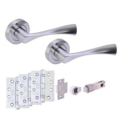 Oasis Round Rose Lever Fire Rated Handle Set - Satin Chrome (341519)