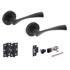 Oasis Internal Privacy Lever Handle Set - Matt Black (108081)