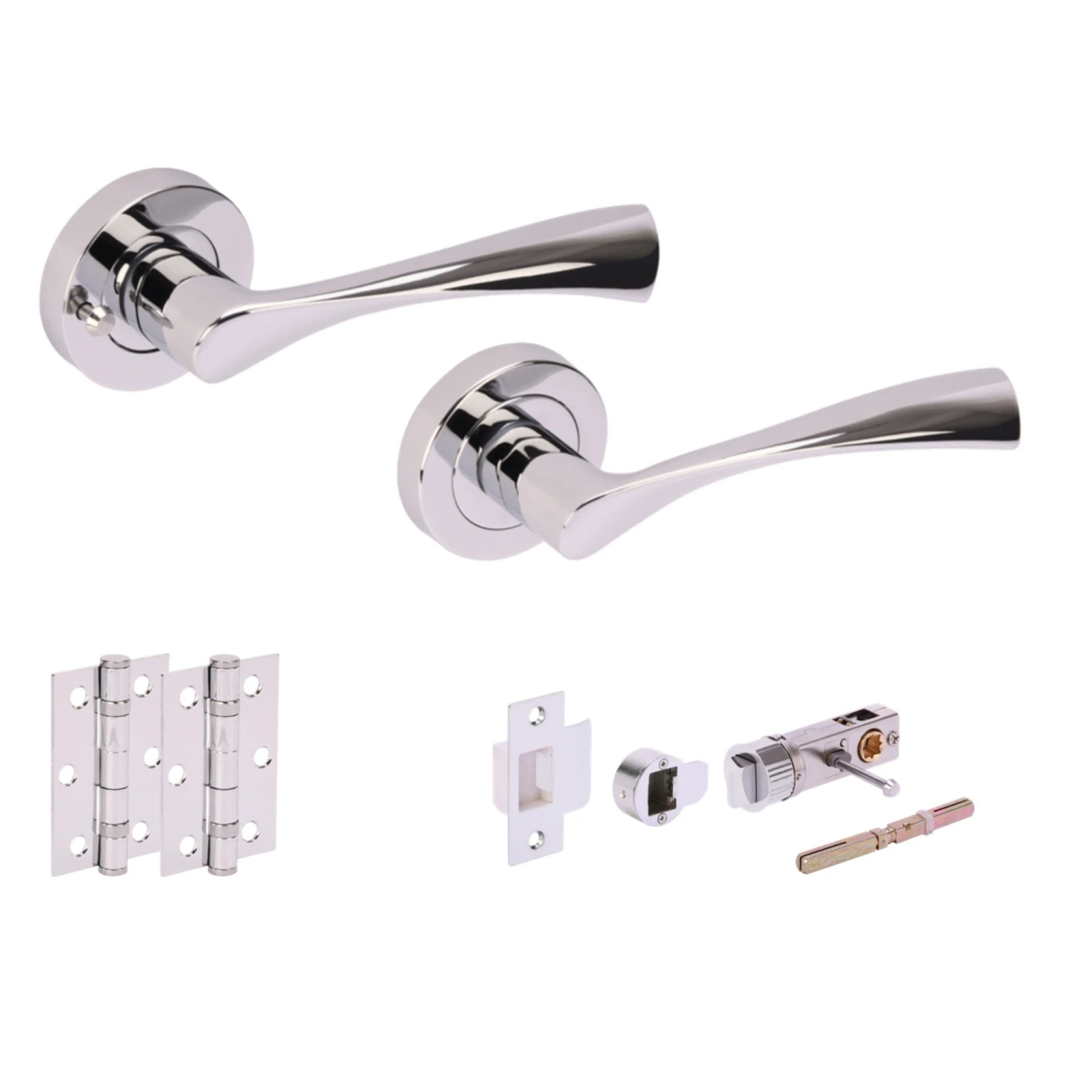 Oasis Round Rose Lever Door Bathroom Handle Set - Polished Chrome (341521) 1 Oasis Round Rose Lever Door Bathroom Handle Set - Polished Chrome (341521)