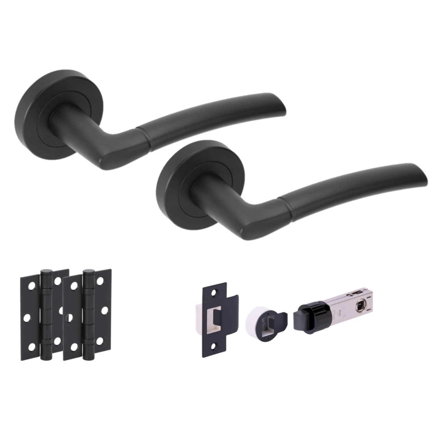 Orbit Round Rose Lever Door Handle Set - Matt Black (248871) 1 Orbit Round Rose Lever Door Handle Set - Matt Black (248871)