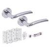 Orbit Round Rose Lever Fire Rated Handle Set - Polished And Satin Chrome (341534)