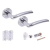 Orbit Round Rose Lever Door Bathroom Handle Set - Polished And Satin Chrome (341533)
