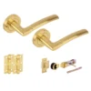 Orbit Round Rose Lever Door Bathroom Handle Set - Satin Brass (341536)