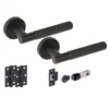 Vida Round Rose Lever Door Handle Set - Matt Black (341553)