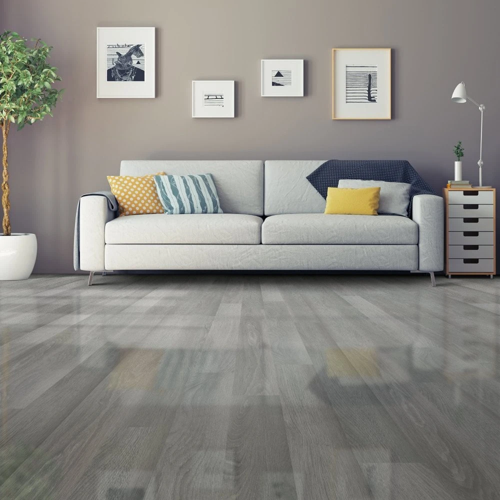 Silver Grey Oak - Glamour 12mm High Gloss Laminate Flooring (122132) 1 Silver Grey Oak - Glamour 12mm High Gloss Laminate Flooring (122132)