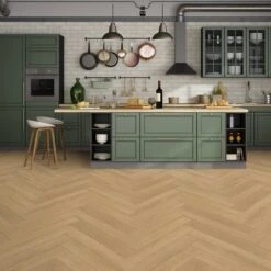 Pale Amberwood Oak - Comfort Luxe 12mm Laminate Herringbone Flooring (122145)