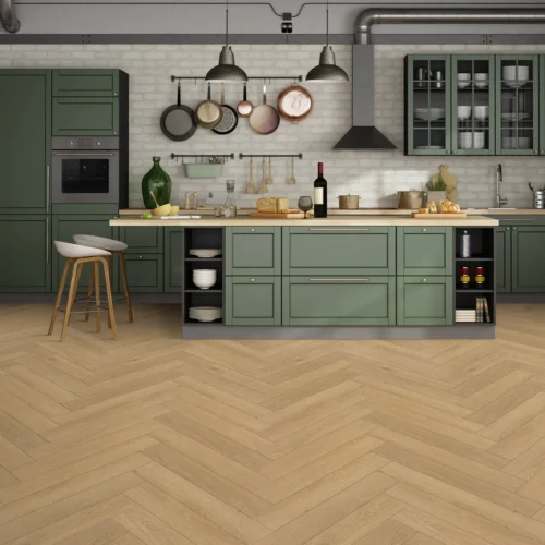 Pale Amberwood Oak - Comfort Luxe 12mm Laminate Herringbone Flooring (122145)