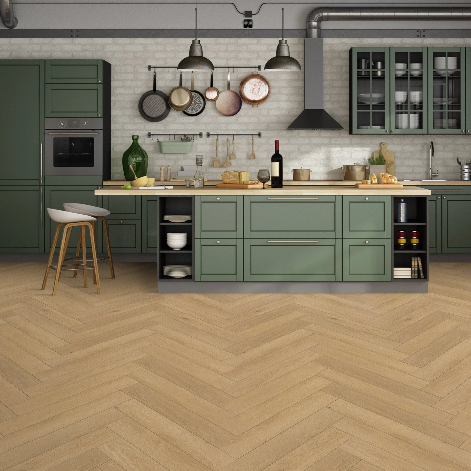 Pale Amberwood Oak - Comfort Luxe 12mm Laminate Herringbone Flooring (122145) 1 Pale Amberwood Oak - Comfort Luxe 12mm Laminate Herringbone Flooring (122145)
