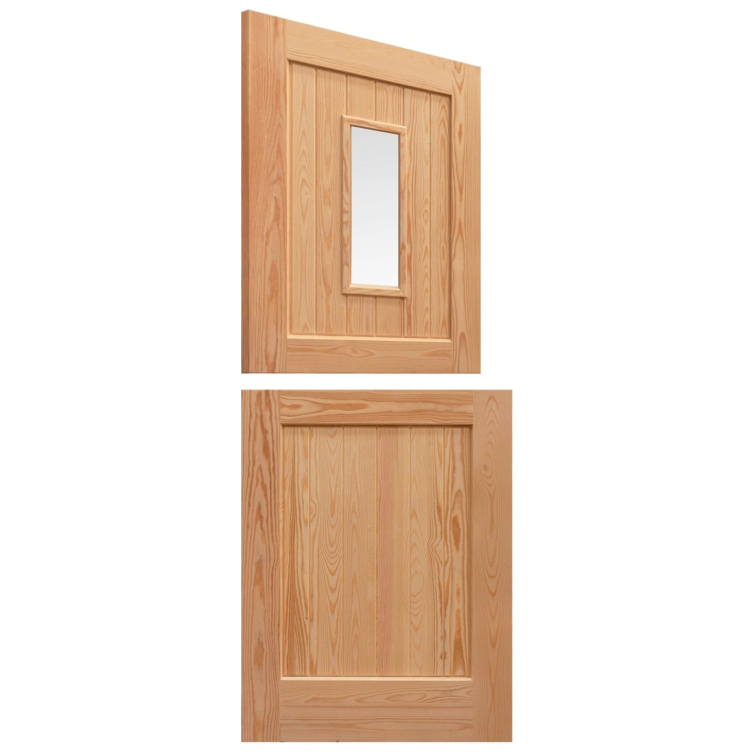 External Solid Pine Unfinished 2P 1L Clear Glass Stable Door (LOLSD) 2 External Solid Pine Unfinished 2P 1L Clear Glass Stable Door (LOLSD) - Image 2