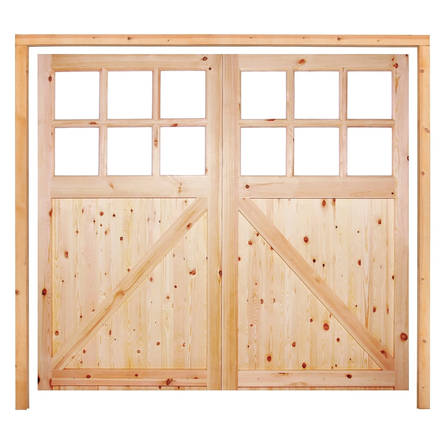 Solid Redwood Unfinished External Framed, Ledged And Braced 6 Light Obscure Garage Door And Frame Set (119228) 2 Solid Redwood Unfinished External Framed, Ledged And Braced 6 Light Obscure Garage Door And Frame Set (119228) - Image 2