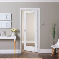 White Internal Primed Cottage 1 Light Obscure Lined Clear Glass Door (85812)