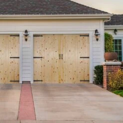 External Solid Redwood Unfinished Framed, Ledged And Braced Garage Door (LIBRGARFLB)