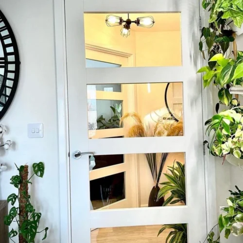 White Internal Primed Shaker 4 Light Clear Glass Door (51777) 10 White Internal Primed Shaker 4 Light Clear Glass Door (51777) -Oak Door Store 1716468670 22040400