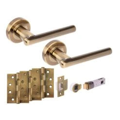 Solus Round Rose Lever Fire Rated Handle Set - Antique Bronze (341546)