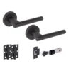 Solus Round Rose Lever Door Handle Set - Matt Black (341538)