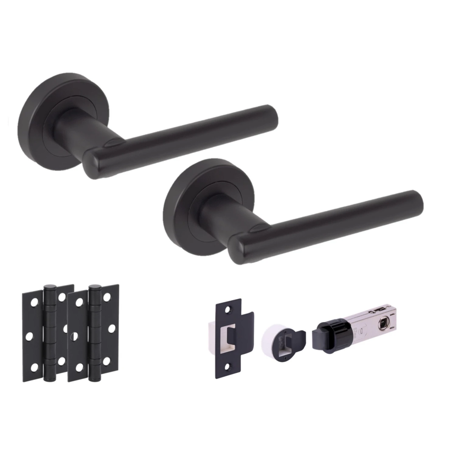Solus Round Rose Lever Door Handle Set - Matt Black (341538) 1 Solus Round Rose Lever Door Handle Set - Matt Black (341538)
