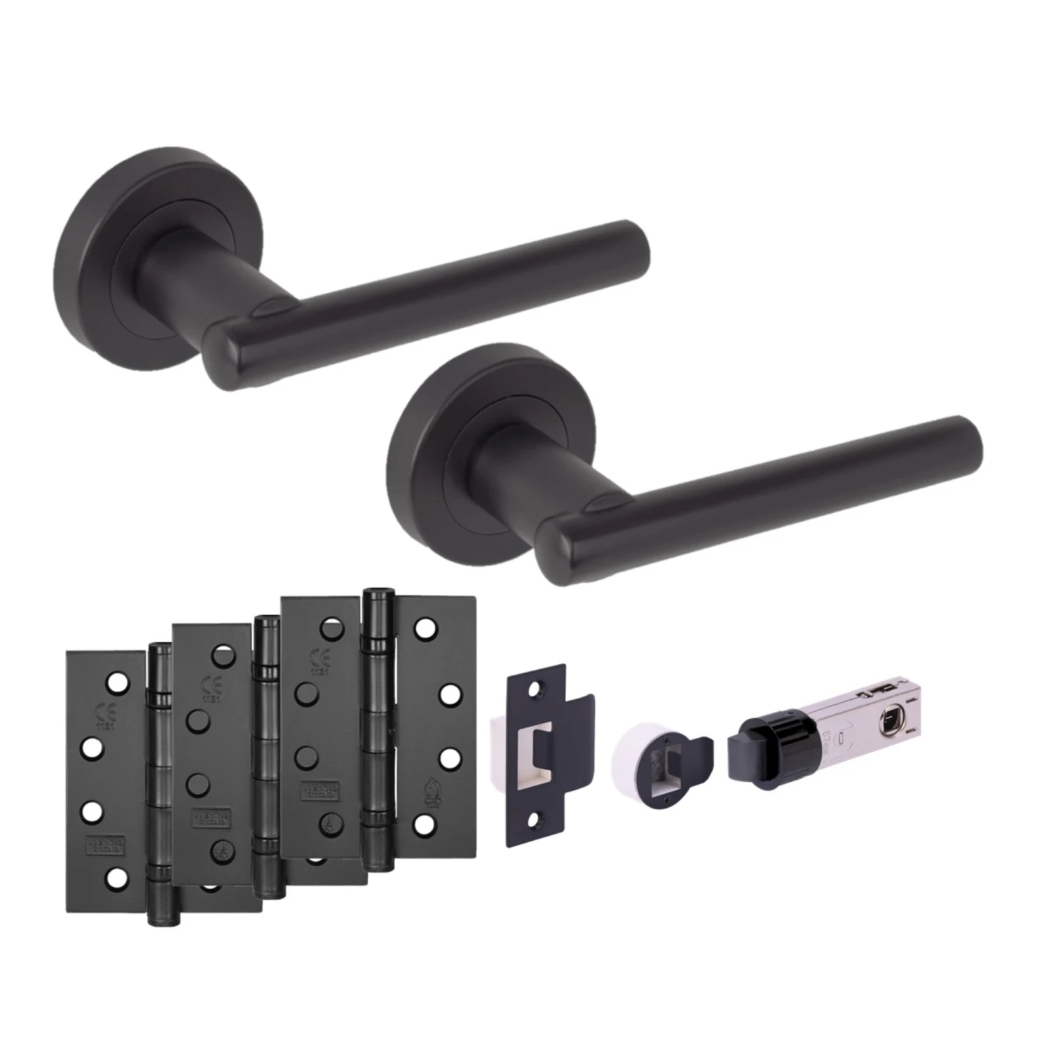Solus Round Rose Lever Fire Rated Handle Set - Matt Black (341540) 1 Solus Round Rose Lever Fire Rated Handle Set - Matt Black (341540)