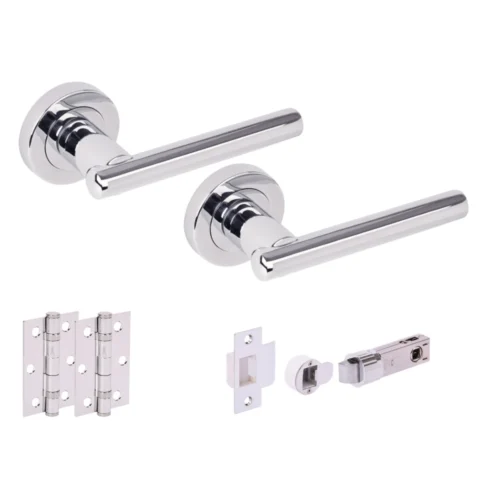 Solus Round Rose Lever Door Handle Set - Polished Chrome (341547)