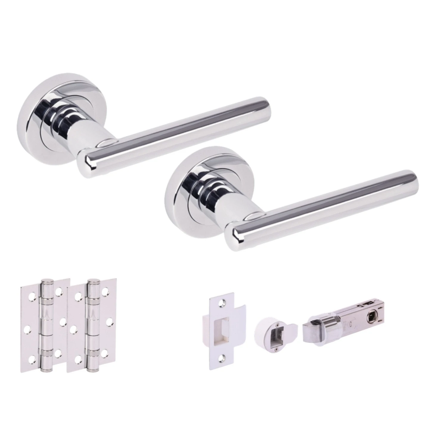 Solus Round Rose Lever Door Handle Set - Polished Chrome (341547) 1 Solus Round Rose Lever Door Handle Set - Polished Chrome (341547)