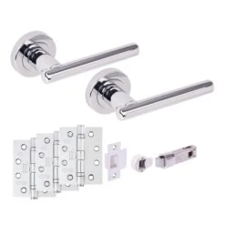 Solus Round Rose Lever Fire Rated Handle Set - Polished Chrome (341549)