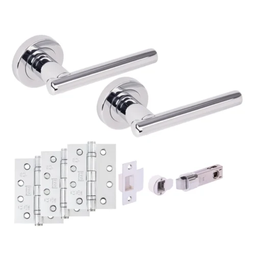 Solus Round Rose Lever Fire Rated Handle Set - Polished Chrome (341549)