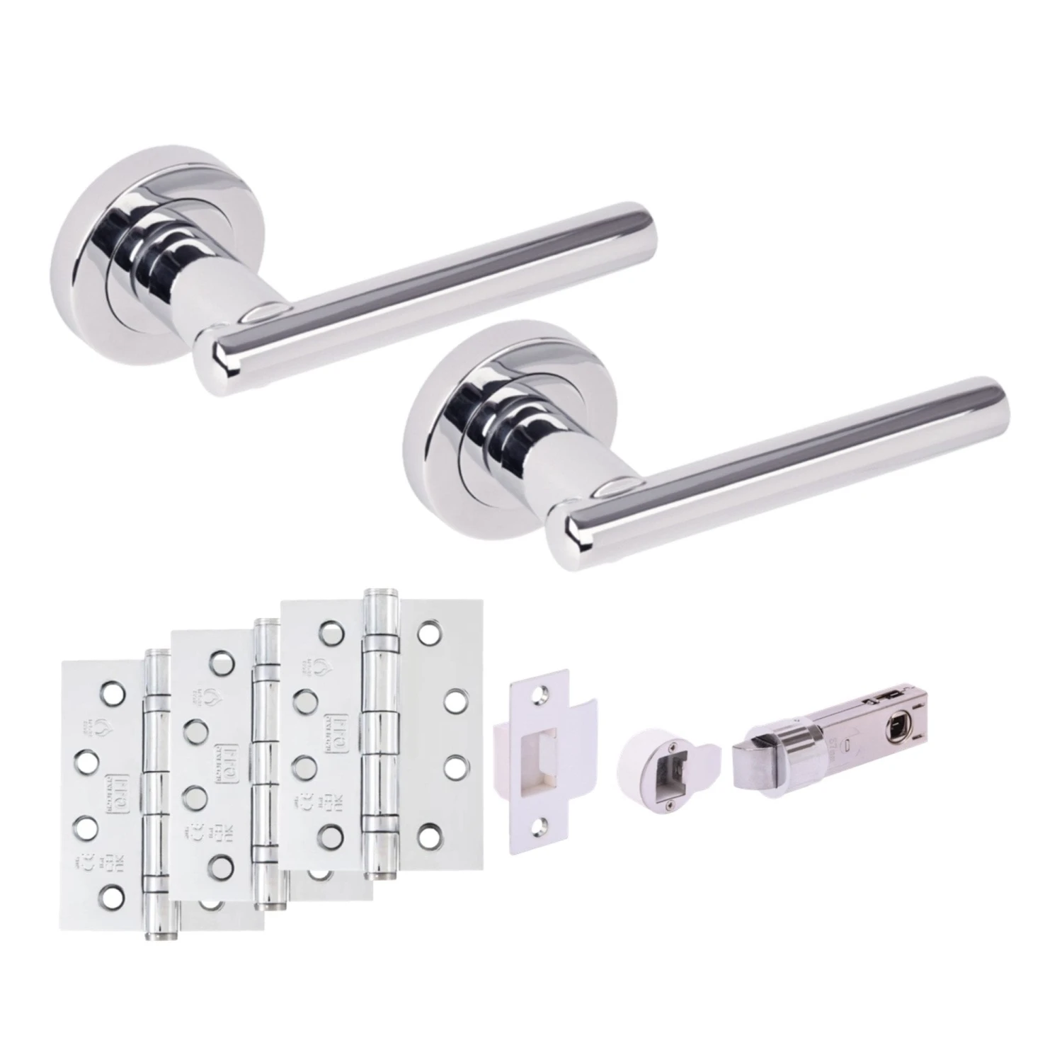Solus Round Rose Lever Fire Rated Handle Set - Polished Chrome (341549) 1 Solus Round Rose Lever Fire Rated Handle Set - Polished Chrome (341549)