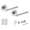Solus Round Rose Lever Door Bathroom Handle Set - Polished Chrome (341548)