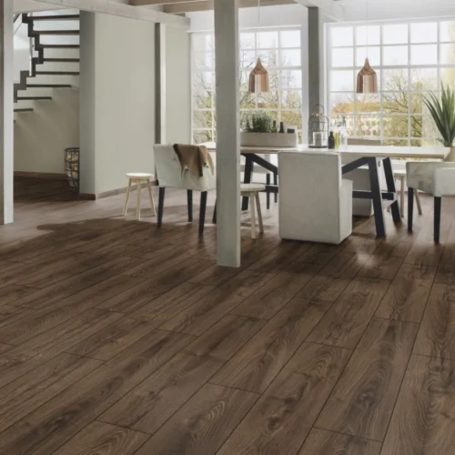 Espresso Carpenter Oak - Atlantic 10mm Handscraped Moisture Resistant Laminate Flooring (122474)