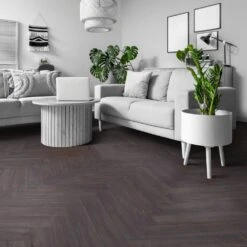 Elba Oak Black - Herringbone 8mm Laminate Flooring (122371)