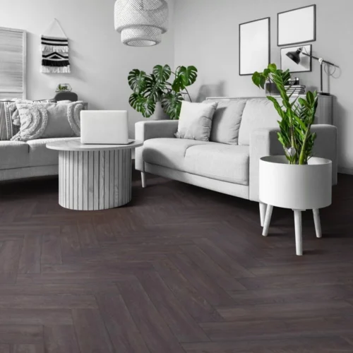 Elba Oak Black - Herringbone 8mm Laminate Flooring (122371)