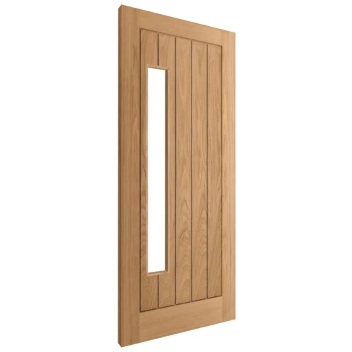 Oak External Unfinished Farley 1 Light Obscure Double Offset Glass Door (EXTOAKFAR1LOFF) -Oak Door Store 1719488278 56194500