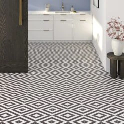 Black And White - Retro Water-resistant 8mm Laminate Flooring (122534)