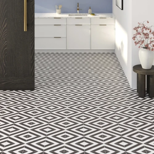 Black And White - Retro Water-resistant 8mm Laminate Flooring (122534)