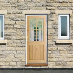 Oak External Unfinished Farley 4 Light Clear Glass Door (EEXTOAKFAR4LCG)