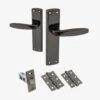 Deco Lever On Backplate Door Handle Set - Black Nickel (122279)