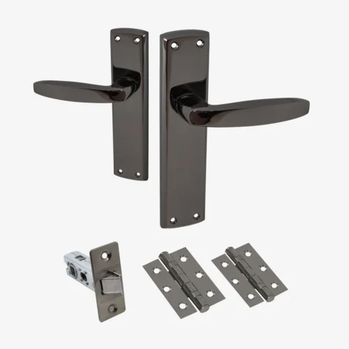 Deco Lever On Backplate Door Handle Set - Black Nickel (122279)