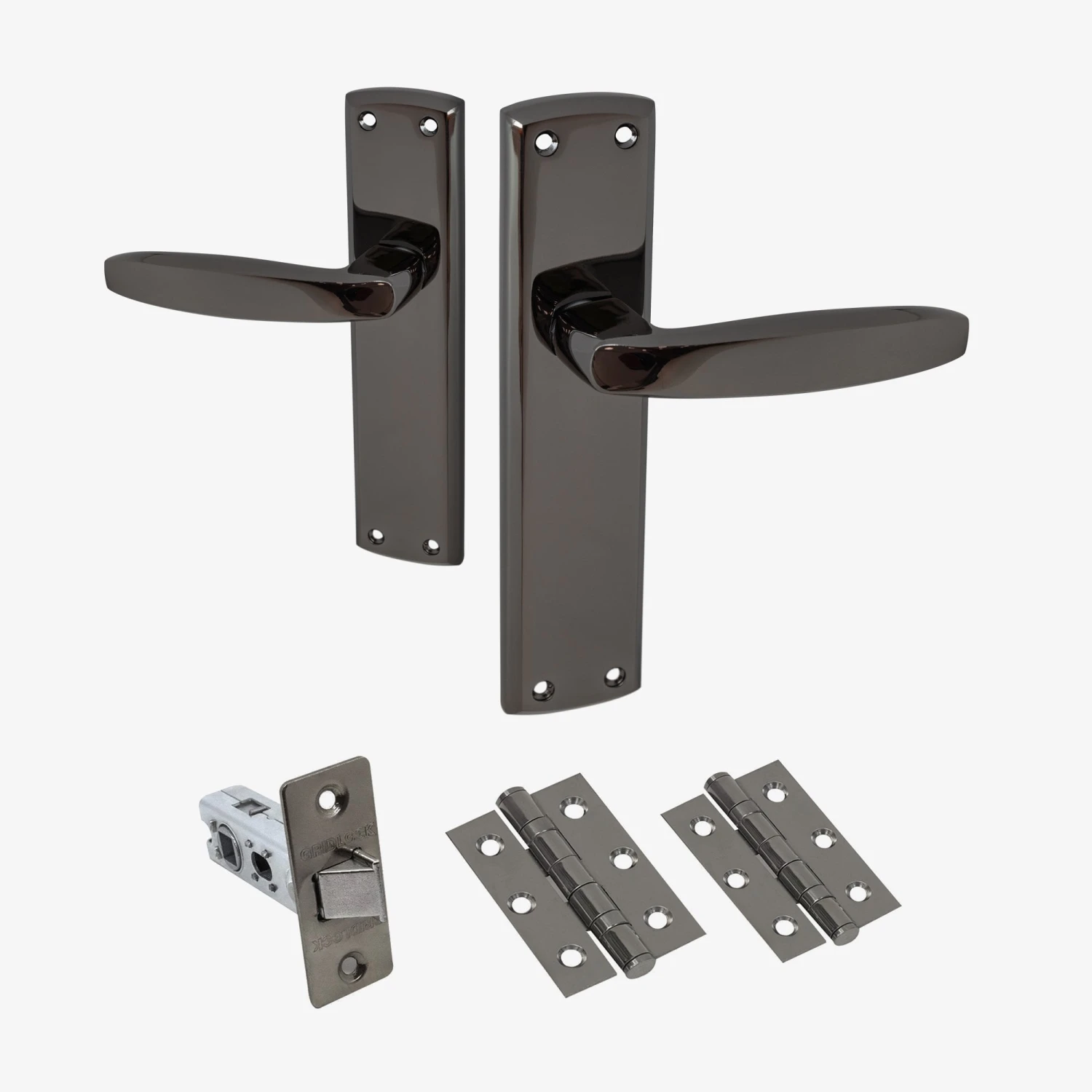 Deco Lever On Backplate Door Handle Set - Black Nickel (122279) 1 Deco Lever On Backplate Door Handle Set - Black Nickel (122279)