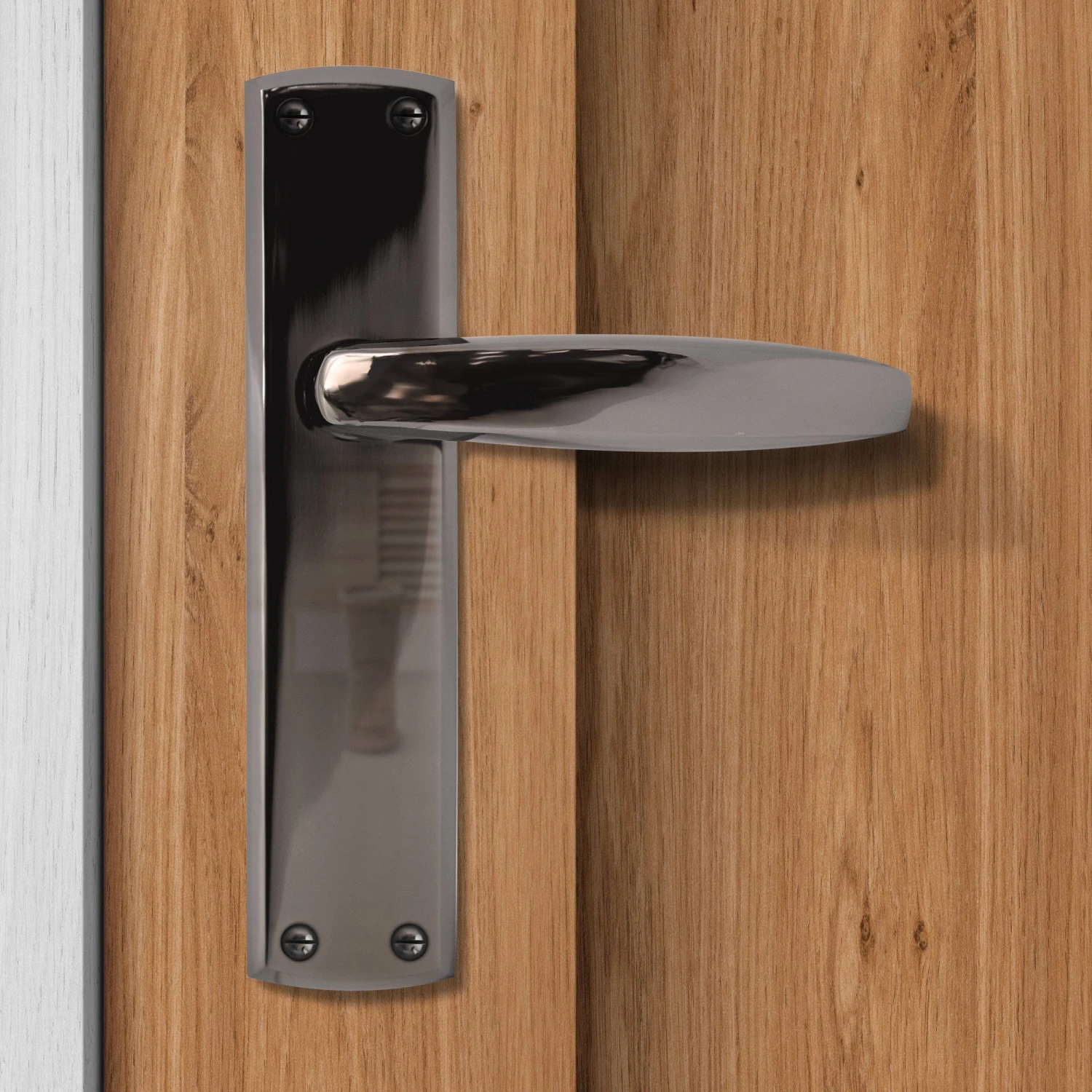 Deco Lever On Backplate Door Handle Set - Black Nickel (122279) 2 Deco Lever On Backplate Door Handle Set - Black Nickel (122279) - Image 2