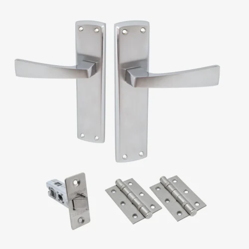 Ritz Lever On Backplate Door Handle Set - Polished Chrome / Satin Chrome (122284)