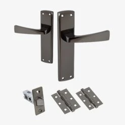 Ritz Lever On Backplate Door Handle Set - Black Nickel (122288)