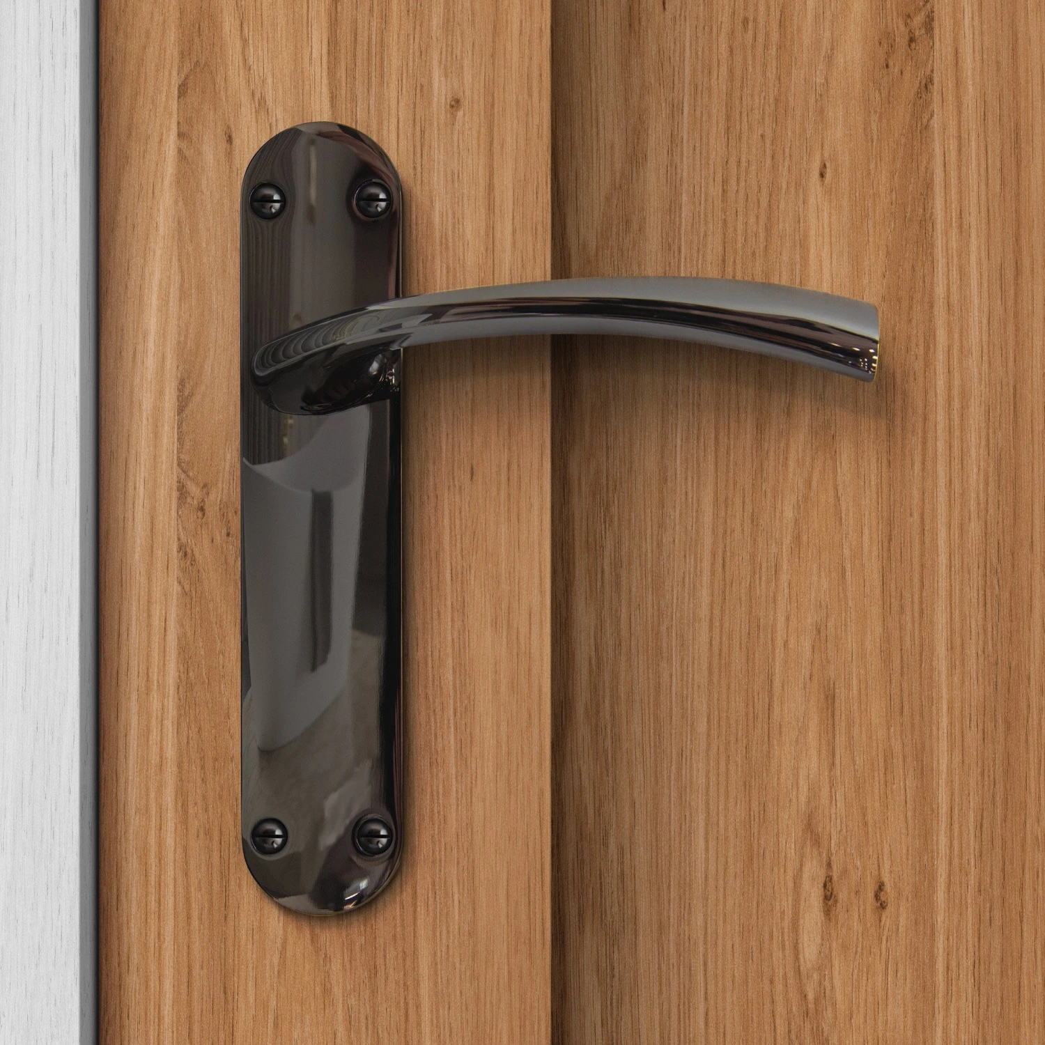 Scimitar Lever On Backplate Door Handle Set - Black Nickel (122295) 2 Scimitar Lever On Backplate Door Handle Set - Black Nickel (122295) - Image 2