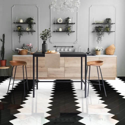 Black & White - Lustre Herrringbone 6mm Luxury Vinyl Flooring (123053) -Oak Door Store 1721811561 92297800