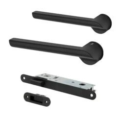 Studio Industrial Round Rose Lever Door Handle Set - Matt Black (307043)