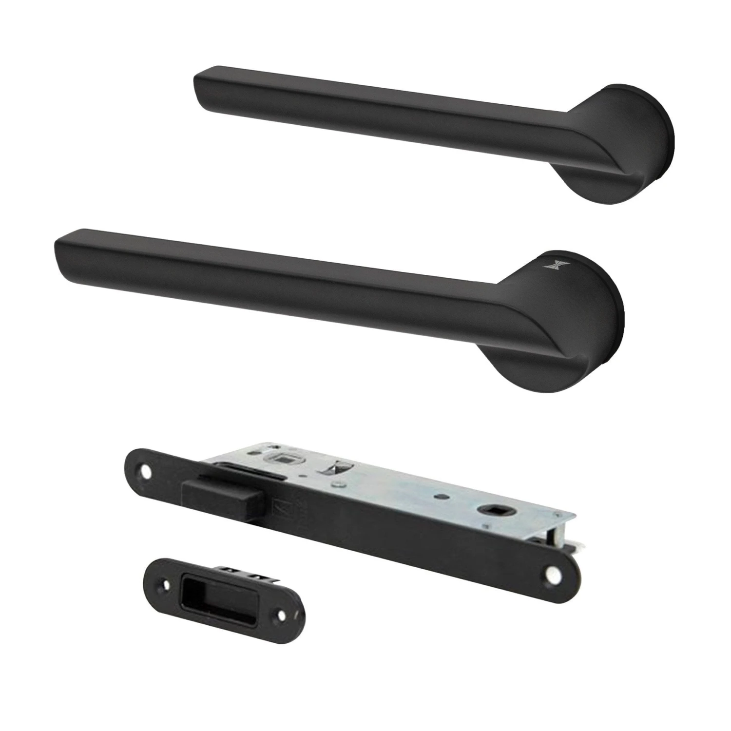 Studio Industrial Round Rose Lever Door Handle Set - Matt Black (307043) 1 Studio Industrial Round Rose Lever Door Handle Set - Matt Black (307043)