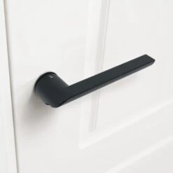 Studio Industrial Round Rose Lever Door Handle Set - Matt Black (307043) 12 Studio Industrial Round Rose Lever Door Handle Set - Matt Black (307043) -Oak Door Store 1721916612 28921800