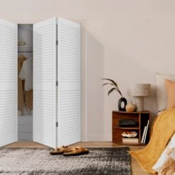 White Painted Internal 28mm Open Louvre Bi-fold Wardrobe Door Set (123119) -Oak Door Store 1722425413 37602000