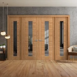 Oak Fully Finished Internal Pedrena 1L Clear Glass Sidelight Room Divider Set (123128)