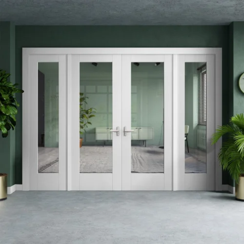 White Primed Internal Pattern 10 Clear Glass Sidelight Room Divider Set (123157)